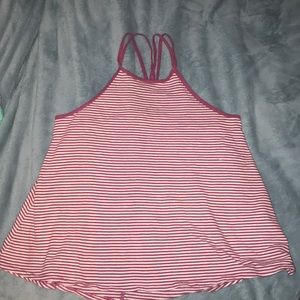 hollister pink and white striped tank